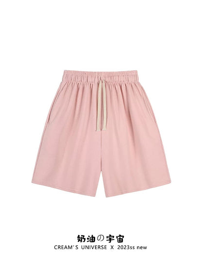 Cream Universe Simple Solid Color Drawstring Shorts Women's Japanese Style Ins Style Loose Casual Sports Pants New Style