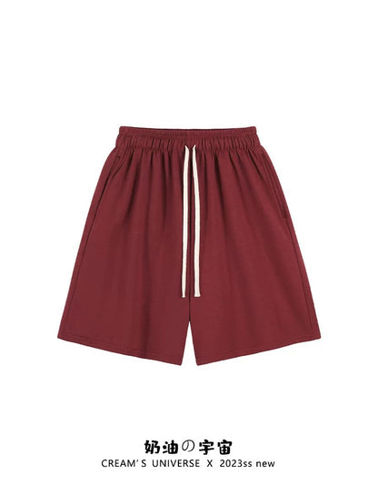 Cream Universe Simple Solid Color Drawstring Shorts Women's Japanese Style Ins Style Loose Casual Sports Pants New Style