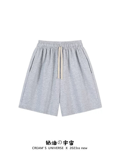 Cream Universe Simple Solid Color Drawstring Shorts Women's Japanese Style Ins Style Loose Casual Sports Pants New Style