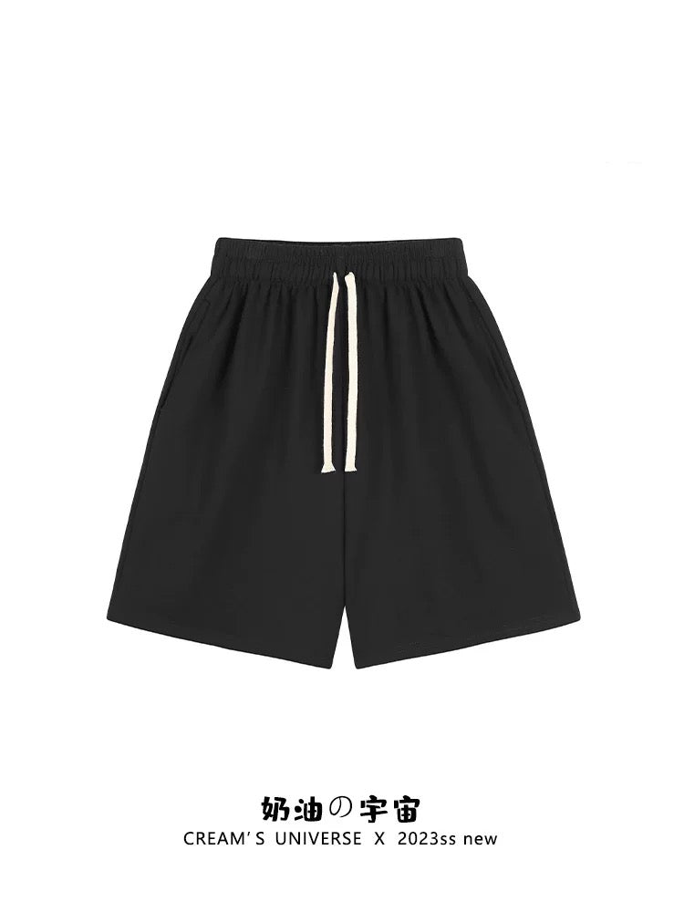 Cream Universe Simple Solid Color Drawstring Shorts Women's Japanese Style Ins Style Loose Casual Sports Pants New Style