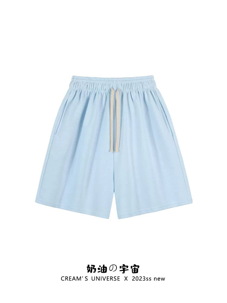 Cream Universe Simple Solid Color Drawstring Shorts Women's Japanese Style Ins Style Loose Casual Sports Pants New Style