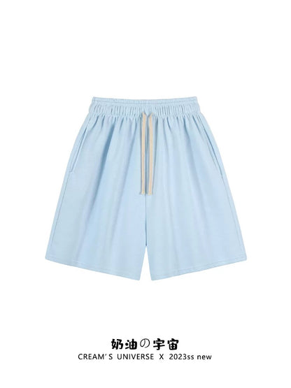 Cream Universe Simple Solid Color Drawstring Shorts Women's Japanese Style Ins Style Loose Casual Sports Pants New Style