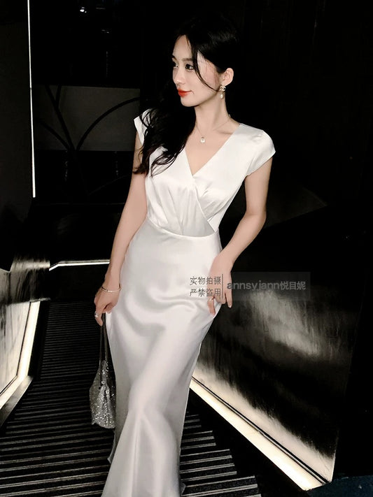 Dress high-end light luxury niche high-end banquet temperament evening dress female daily wear engagement birthday dress