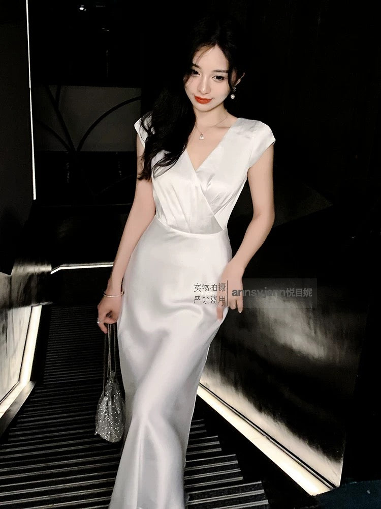 Dress high-end light luxury niche high-end banquet temperament evening dress female daily wear engagement birthday dress
