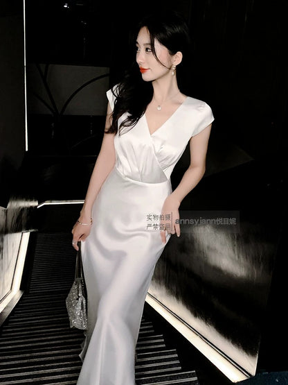 Dress high-end light luxury niche high-end banquet temperament evening dress female daily wear engagement birthday dress