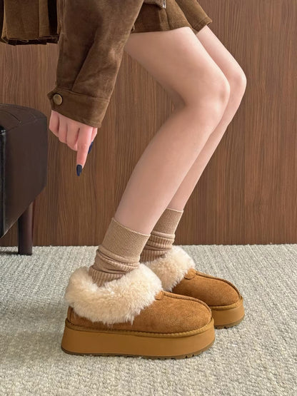 Jia Bujia Women's Snow Boots (2026 New Winter Collection) – Fleece-Lined, Thickened, and Warm; Platform Sole for Added Height; Faux-Fur Detail