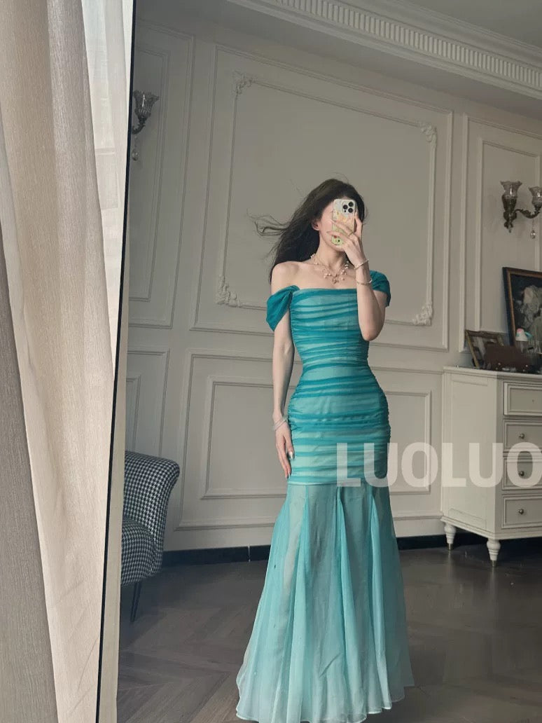 LUOLUOZ【Proflorm】High-class and elegant long dress with a stunning goddess-like hem design JF785