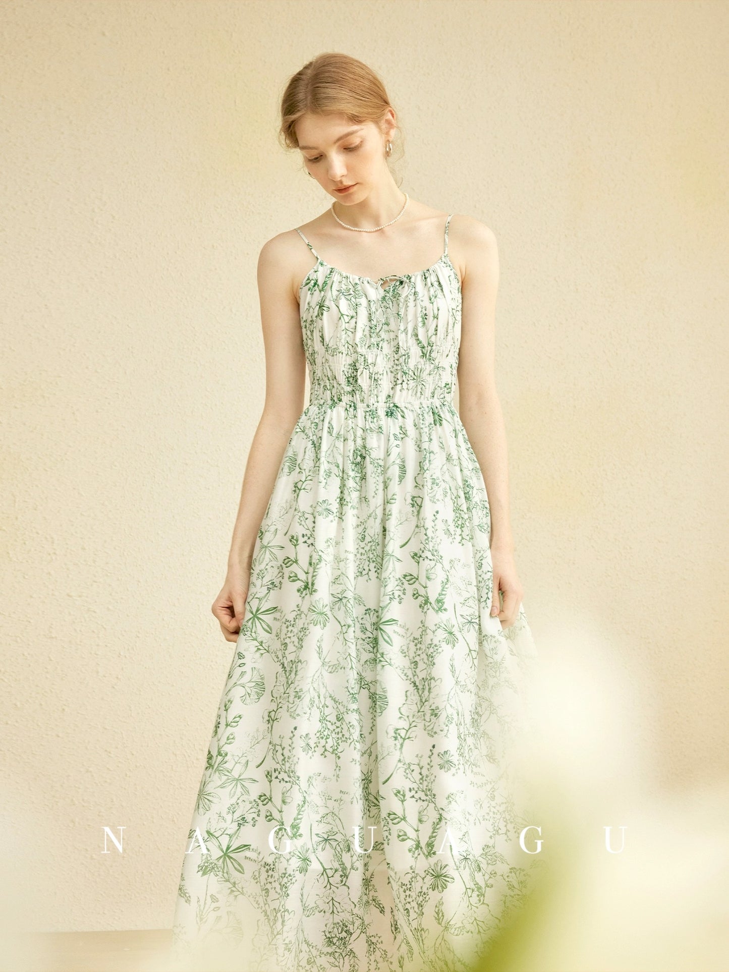 Pumpkin Valley Nianhua Yimeng~Skirt for women Xia Zhen selected transparent triacetate French square neck dress/slip skirt