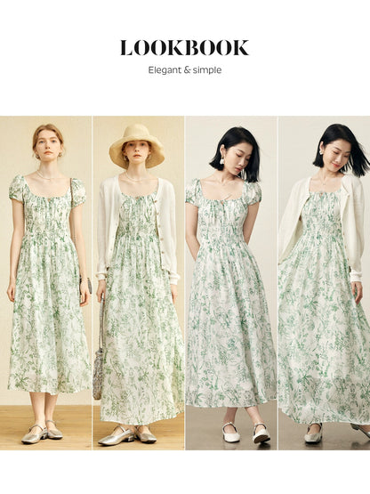 Pumpkin Valley Nianhua Yimeng~Skirt for women Xia Zhen selected transparent triacetate French square neck dress/slip skirt