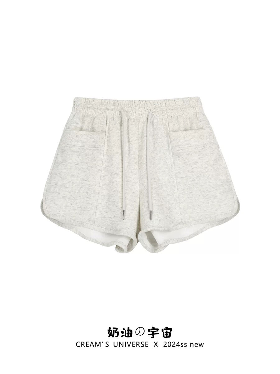 Cream Universe Solid Color Drawstring Casual Sports Walking Shorts Women's Japanese College Style Slim Hot Pants New Style