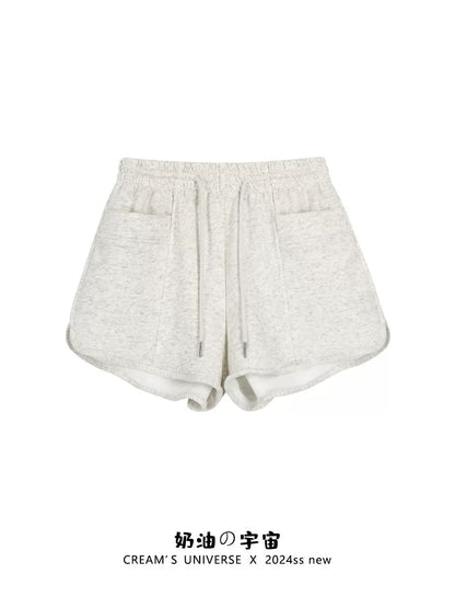Cream Universe Solid Color Drawstring Casual Sports Walking Shorts Women's Japanese College Style Slim Hot Pants New Style