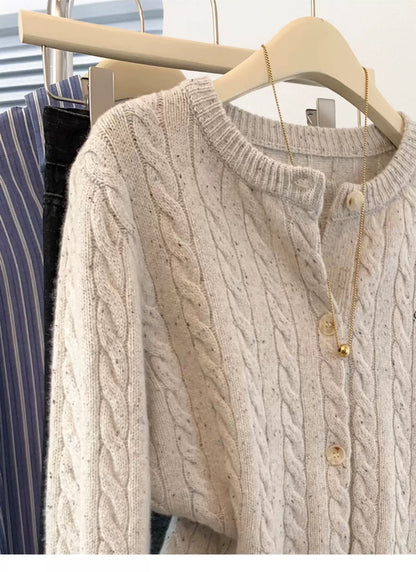 Autumn and winter cable knitted long-sleeved cardigan women's spring and autumn style 2025 new lazy style loose sweater jacket top