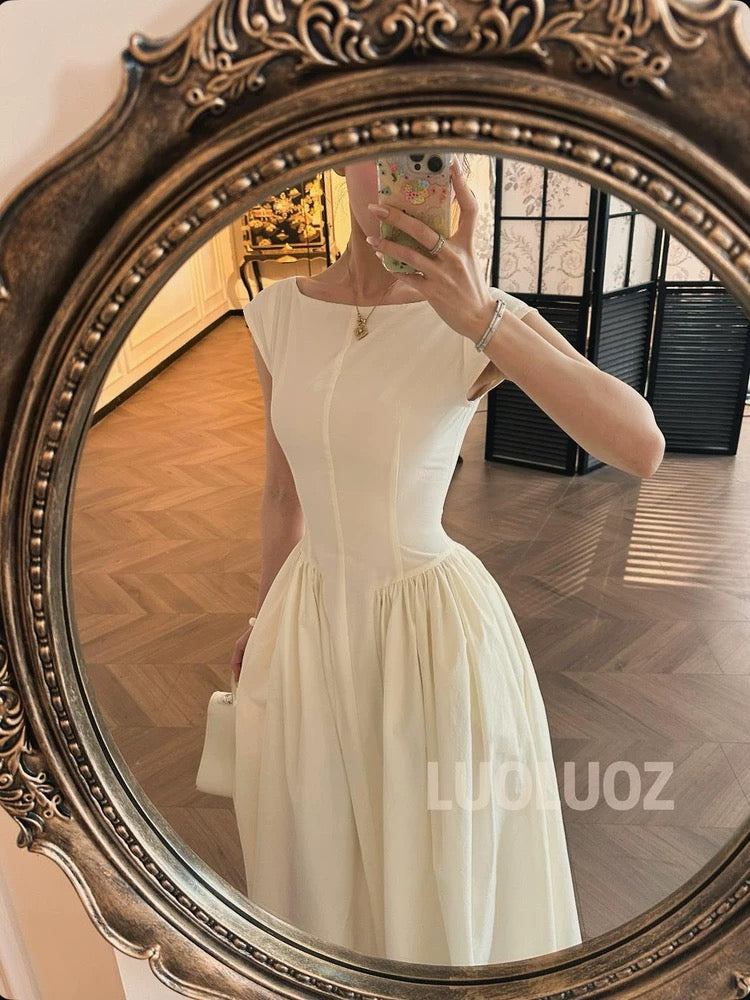 LUOLUOZ 【Wind and Waves】Linen Exquisite Waist-Slimming Long Dress JF681