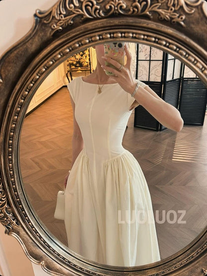 LUOLUOZ 【Wind and Waves】Linen Exquisite Waist-Slimming Long Dress JF681
