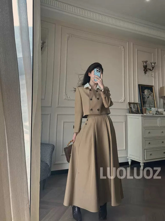 LUOLUOZ [New Elite Garden] High-End Elegant Fashionable Short Jacket + Long Skirt Two-Piece Set CC202