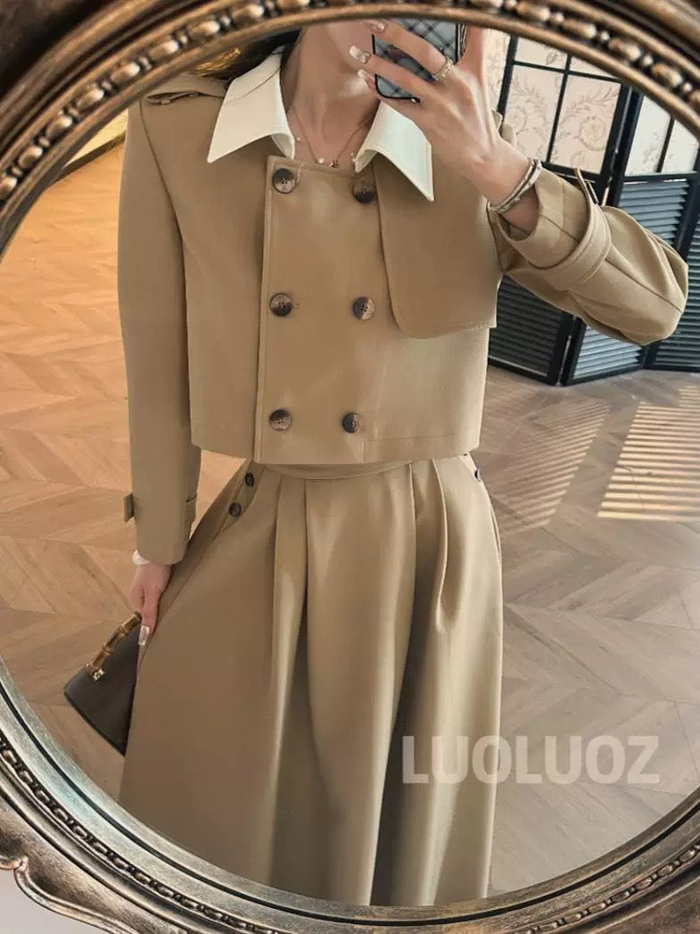 LUOLUOZ [New Elite Garden] High-End Elegant Fashionable Short Jacket + Long Skirt Two-Piece Set CC202