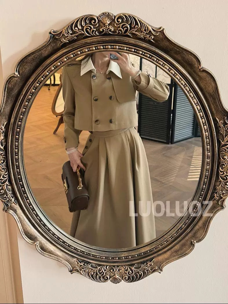LUOLUOZ [New Elite Garden] High-End Elegant Fashionable Short Jacket + Long Skirt Two-Piece Set CC202