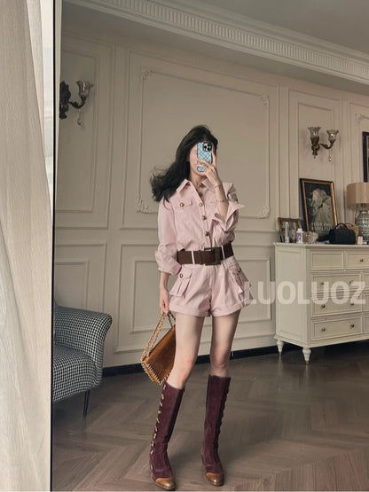 LUOLUOZ [Stylish Street Style] Cotton Material, Exquisite and Stylish Short Jumpsuit JF964