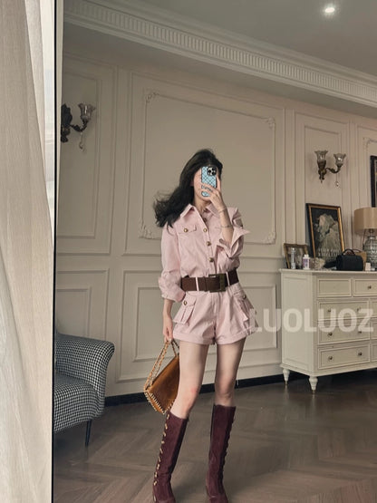 LUOLUOZ [Stylish Street Style] Cotton Material, Exquisite and Stylish Short Jumpsuit JF964