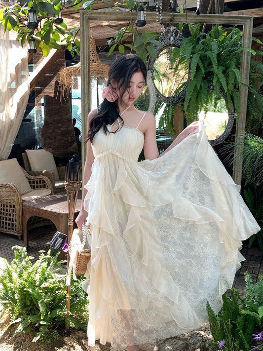 Bingbing is here丨[Muse] High-end pure lust fairy halter dress short sun protection shirt suit