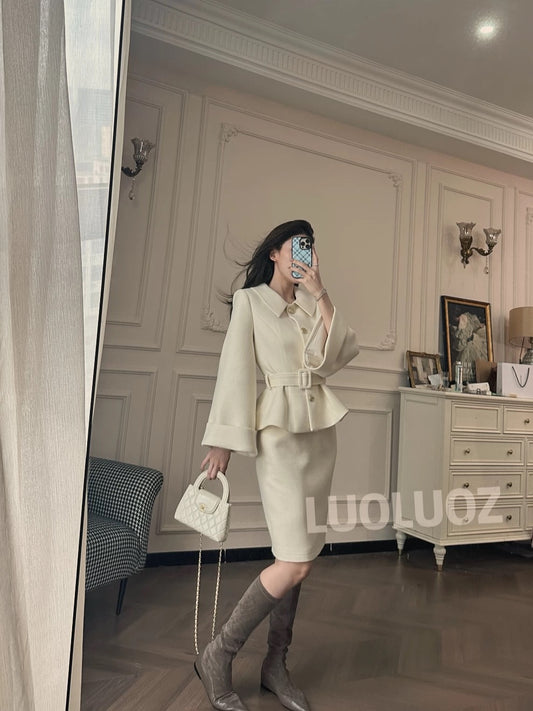 LUOLUOZ【Moonlight Sonata】High-End Elegant Two-Piece Set: Top and Long Skirt CC269