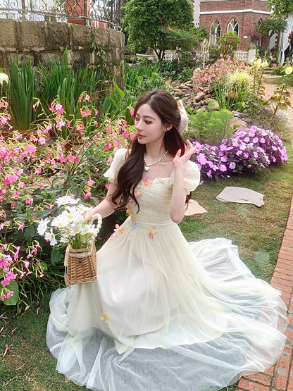 Bingbing is here丨[Berlin Flowers] French sweet niche A-line dress fairy three-dimensional flower long dress