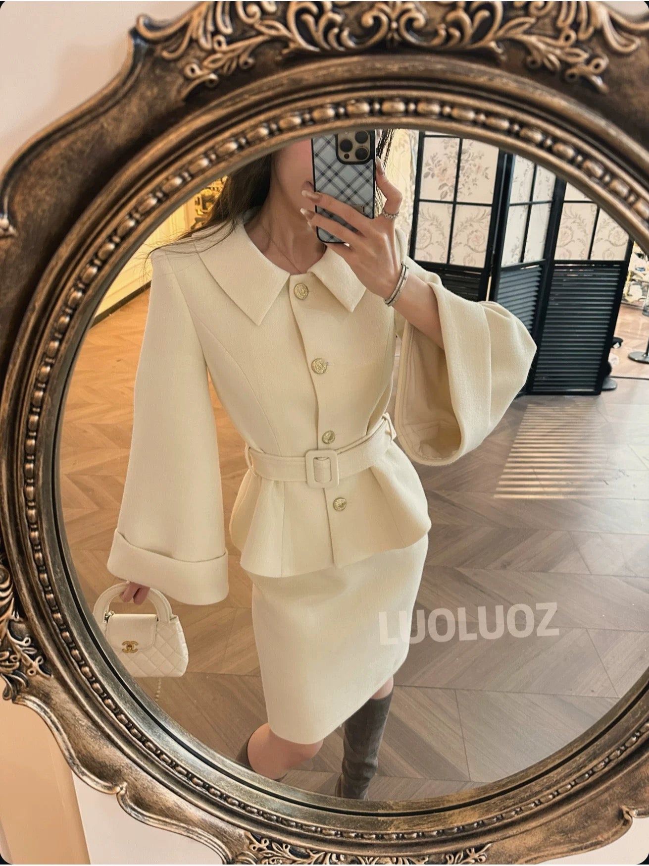 LUOLUOZ【Moonlight Sonata】High-End Elegant Two-Piece Set: Top and Long Skirt CC269