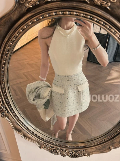 LUOLUOZ [Prelude to Romance] High-End Elegant Two-Piece Set: Short Jacket + Short Dress