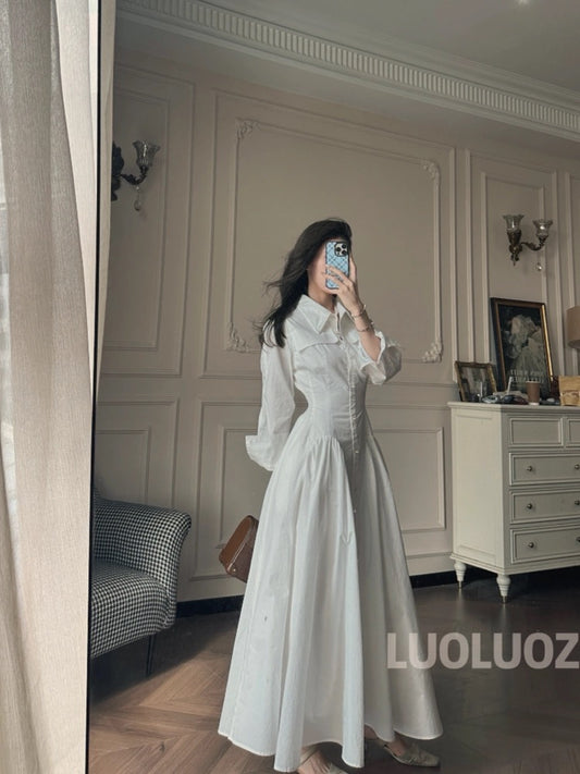 LUOLUOZ【Romantic Indulgence】Elegant and Stylish Long-Sleeved Goddess-Style Dress JF976