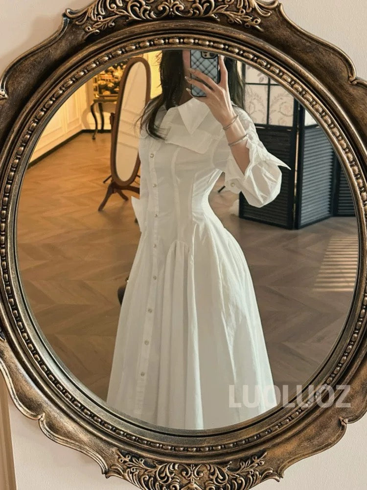LUOLUOZ【Romantic Indulgence】Elegant and Stylish Long-Sleeved Goddess-Style Dress JF976