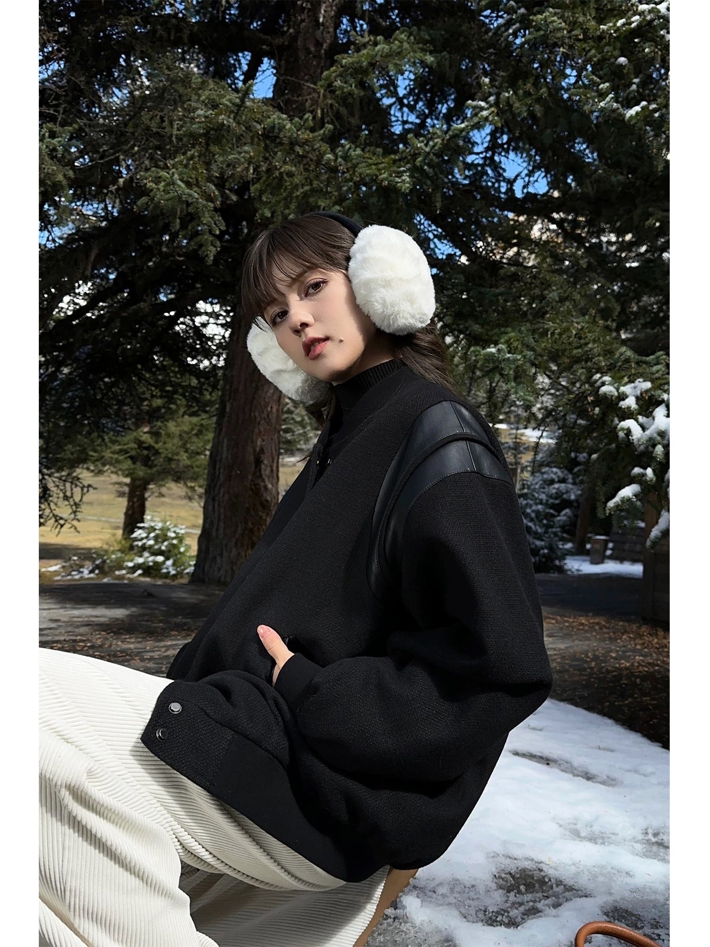 NEVA HU black quilted baseball jacket short jacket women's loose 2024 spring casual bomber jacket