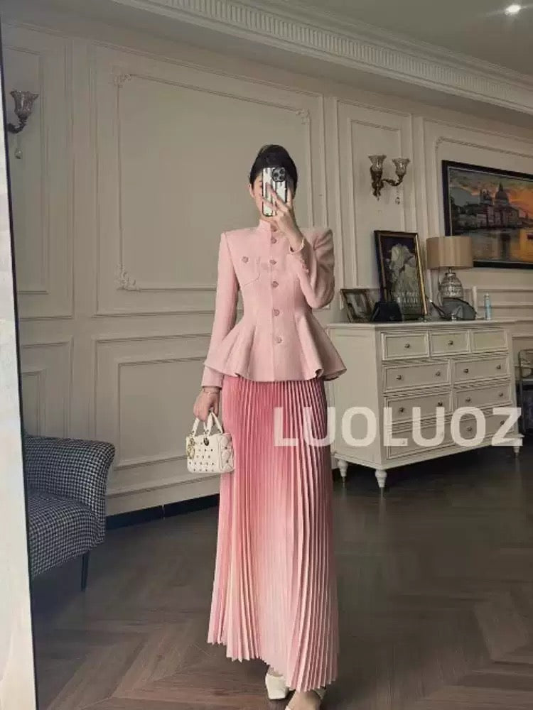 LUOLUOZ [Blooming Season Contract] Autumn Two-Piece Set: Top + Long Skirt G8343