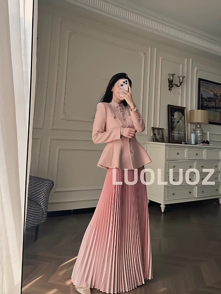 LUOLUOZ [Blooming Season Contract] Autumn Two-Piece Set: Top + Long Skirt G8343