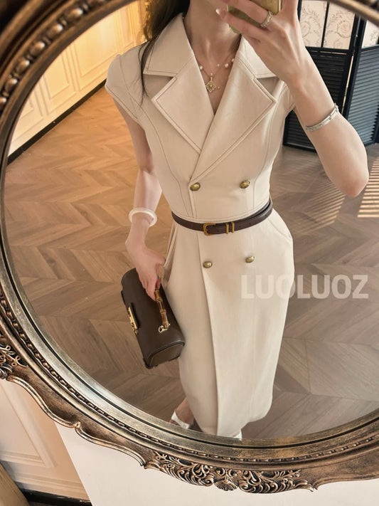 LUOLUOZ [Berlin Magazine] Elegant and Goddess-like Waist-cinching Long Dress for Summer 2025 JF868