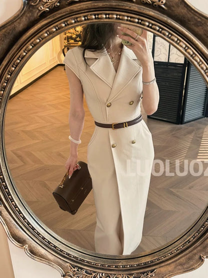 LUOLUOZ [Berlin Magazine] Elegant and Goddess-like Waist-cinching Long Dress for Summer 2025 JF868