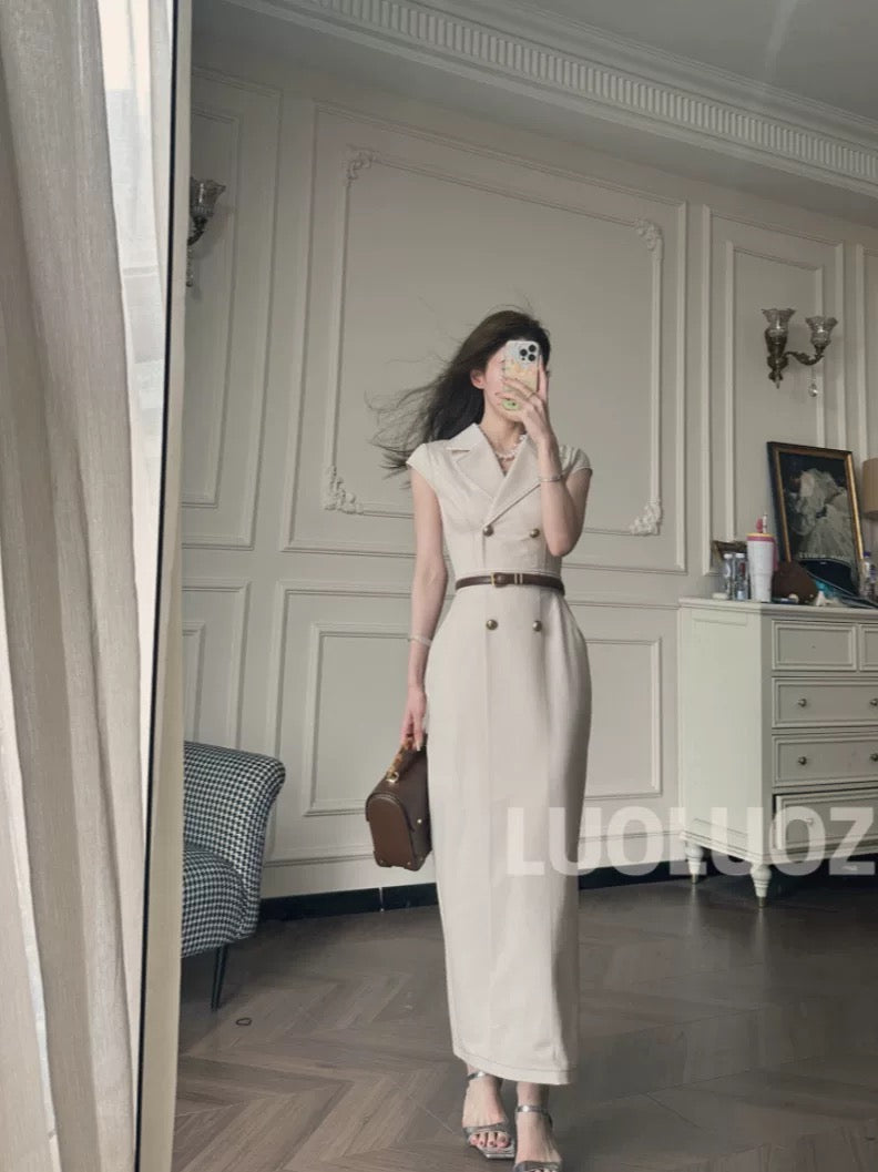 LUOLUOZ [Berlin Magazine] Elegant and Goddess-like Waist-cinching Long Dress for Summer 2025 JF868