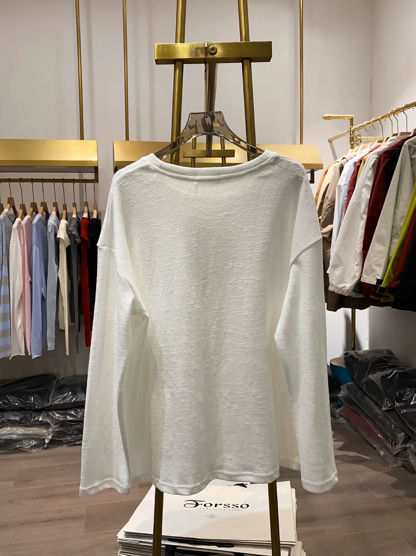 [Xiao Ai's Stall Photos] Korean Style Fun Dance Shoe Print Long-Sleeved T-Shirt for Women, Loose Fit, Casual, Versatile Top