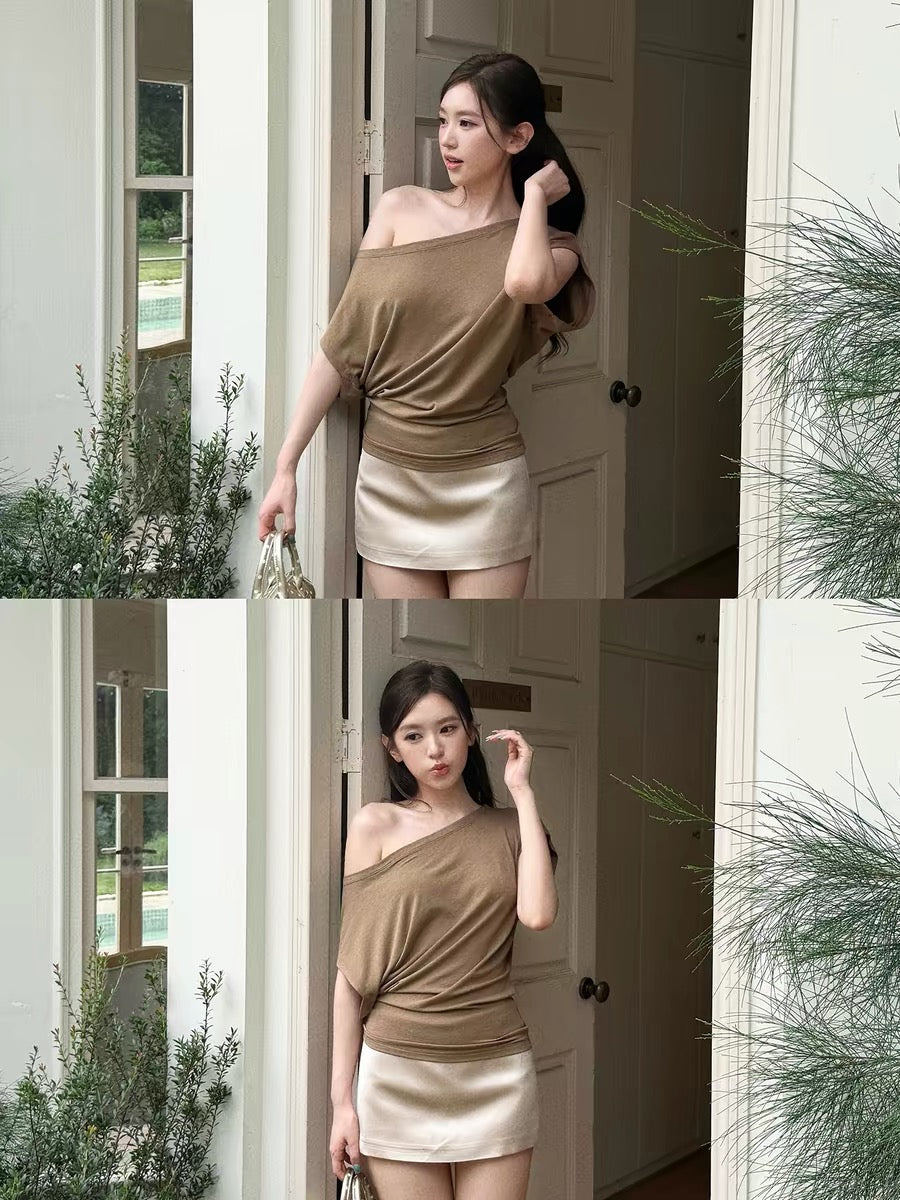 OIOI ESSE｜ Proportion-Enhancing Matte Satin Mini Skirt for Women, Summer Style, Versatile and Slimming