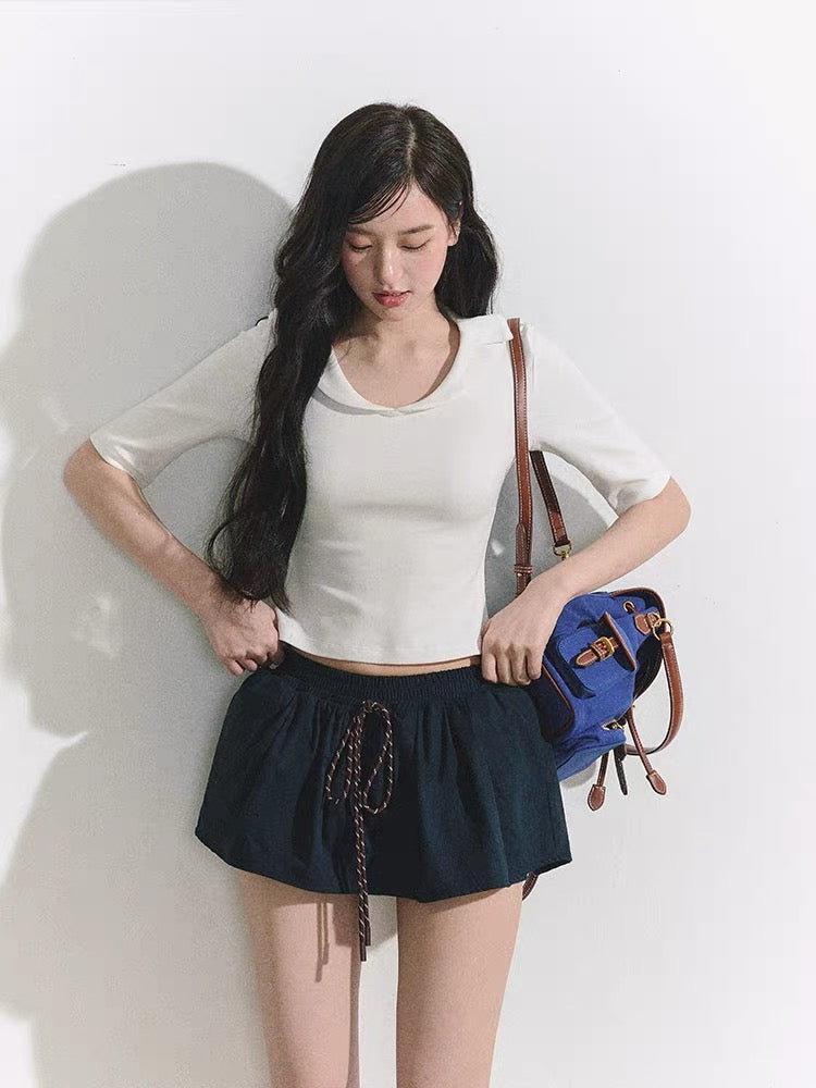 OIOI ESSE/"Empty Bud Dance" Slimming and Leg-Lengthening Versatile Elastic Waist Drawstring Skirt Pants Women's Flower Bud Puff Skirt
