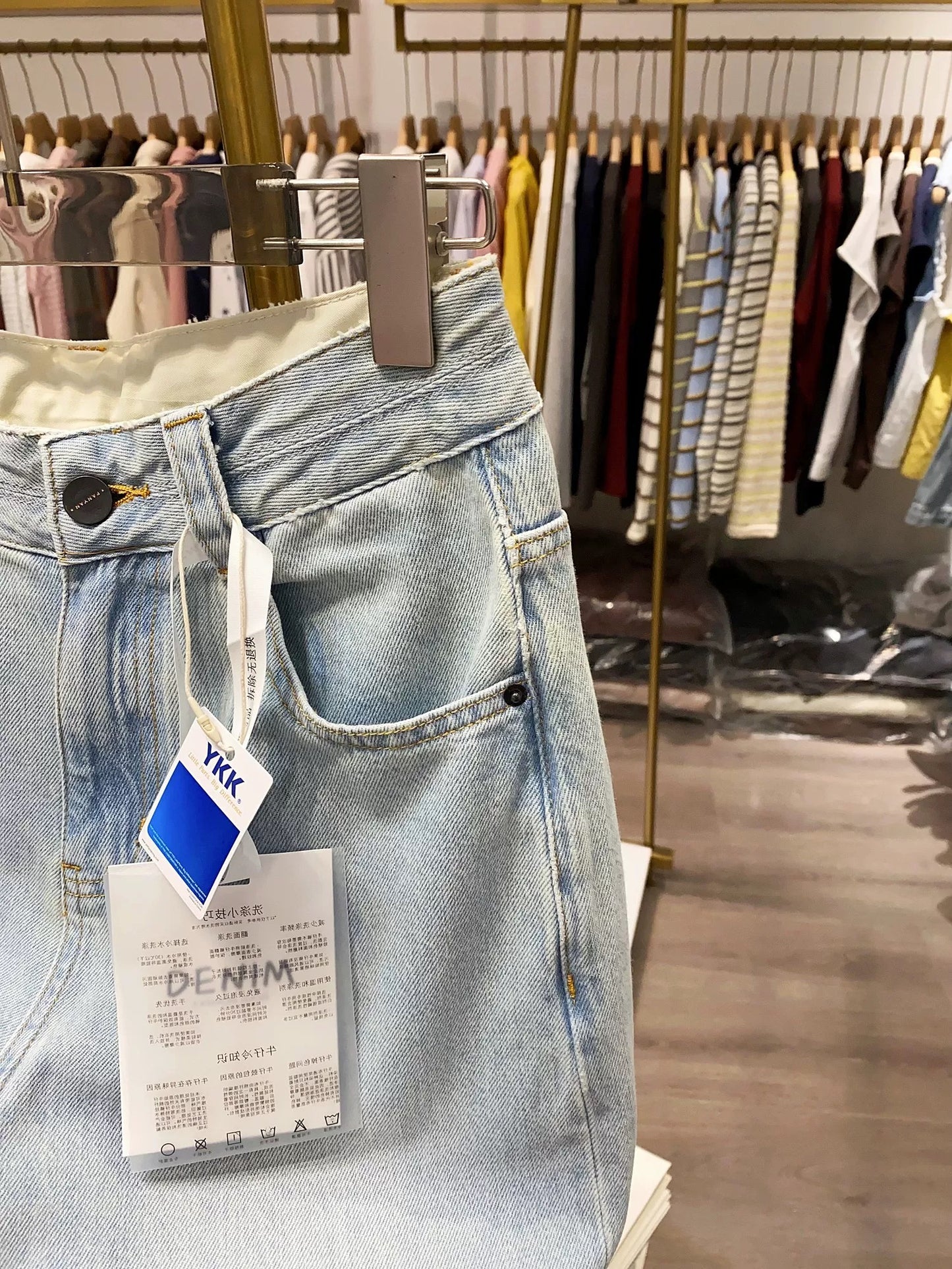 [Xiao Ai's Stall Photos] Korean Retro High-Waisted Straight Leg Jeans for Women, Loose Fit, Versatile Cropped Wide Leg Pants, Trendy