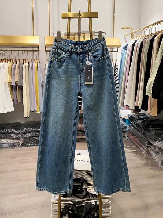 [Xiao Ai's Stall Real Shot] 2025 Spring New Casual Retro Versatile Loose Straight Wide Leg Jeans for Women