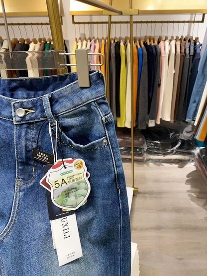 [Xiao Ai's Shop Photos] Retro Pocket Embroidered Trim Fleece-Lined Women's Winter New Style Niche Design Cropped Pants