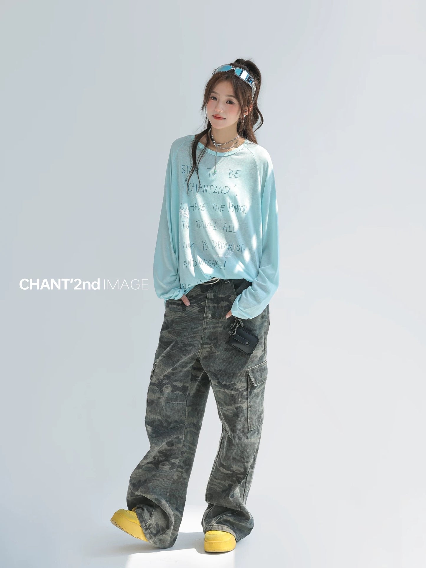 "CHANT2nd" Lyocell Tencel long-sleeved T-shirt women's summer thin sunscreen blouse loose slightly transparent top