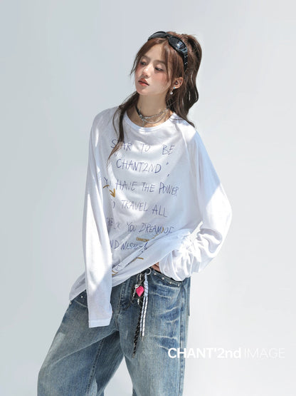 "CHANT2nd" Lyocell Tencel long-sleeved T-shirt women's summer thin sunscreen blouse loose slightly transparent top