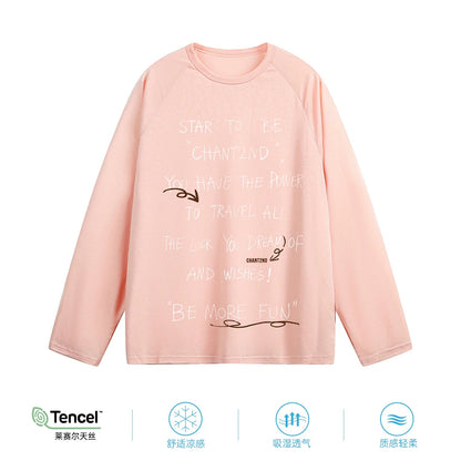"CHANT2nd" Lyocell Tencel long-sleeved T-shirt women's summer thin sunscreen blouse loose slightly transparent top