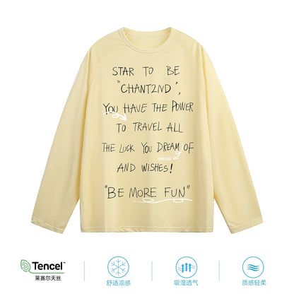 "CHANT2nd" Lyocell Tencel long-sleeved T-shirt women's summer thin sunscreen blouse loose slightly transparent top