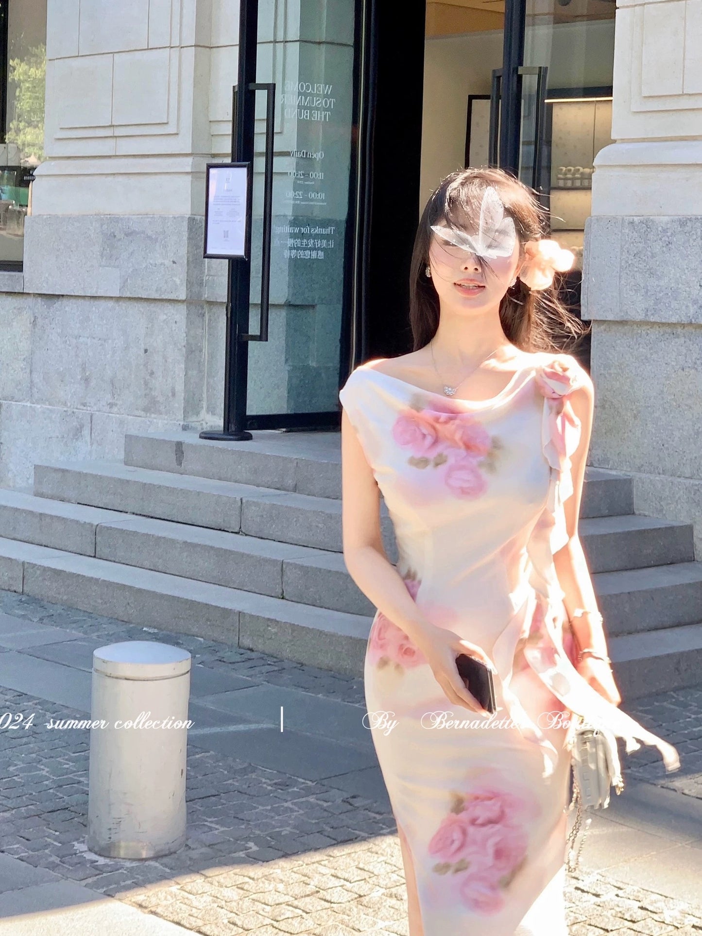 Miss Qianzi [Yuxia Binggui] Gentle and pure bias cut * slutty collar slim fit sexy summer dress