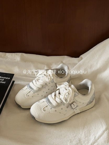 Little Luqiu Ball Thick-Soled White Sneakers, Spring 2026 New Style Sports Sneakers for Women, Petite Figure, Height-Enhancing Exercise Shoes
