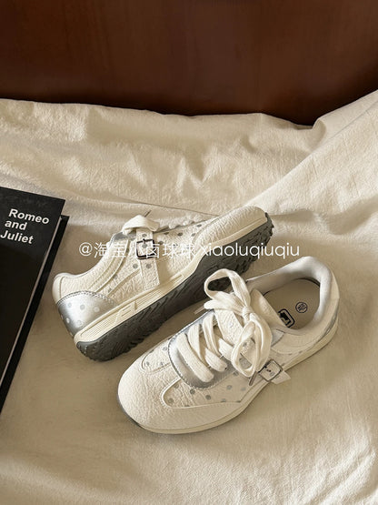 Little Luqiu Ball Thick-Soled White Sneakers, Spring 2026 New Style Sports Sneakers for Women, Petite Figure, Height-Enhancing Exercise Shoes