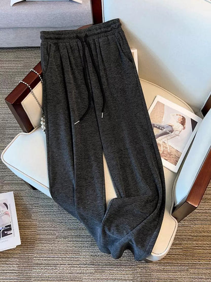 Lazy hooded fake two-piece tops wide-leg pants two-piece suits spring and autumn large size fat mm casual temperament slim suits for women